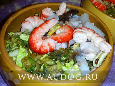 морепродукты - кальмар, креветки для собак